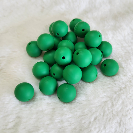 Christmas Green 15mm Solid Silicone Bead