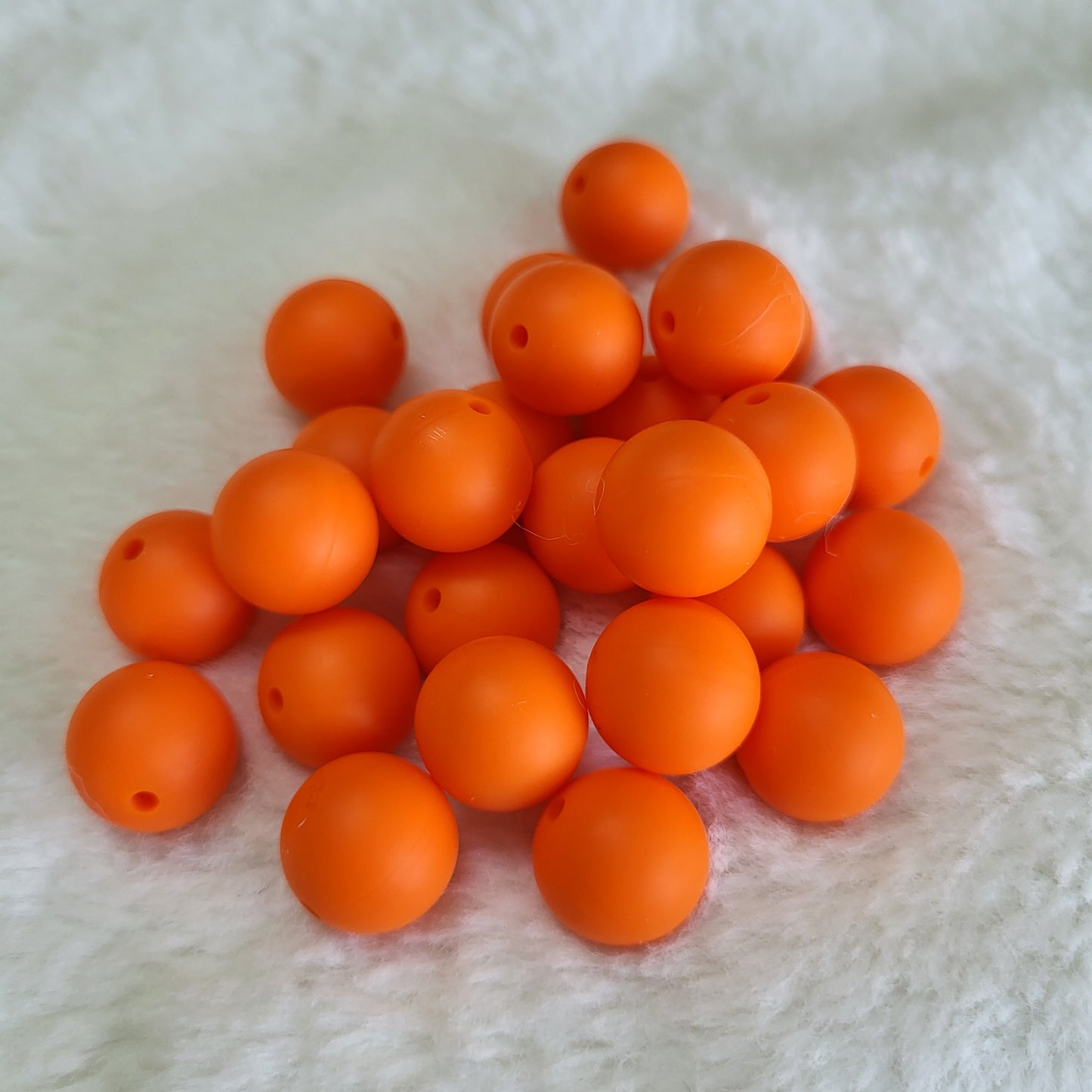 Orange 15mm Solid Silicone Beads