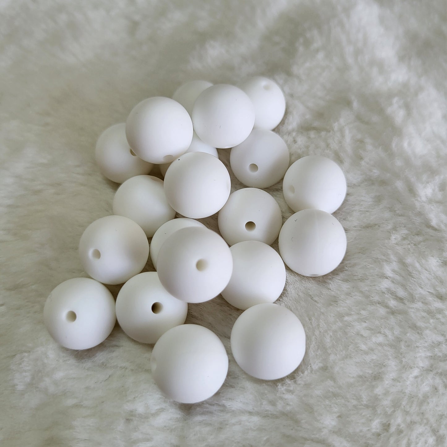 White 15mm Solid Silicone Bead