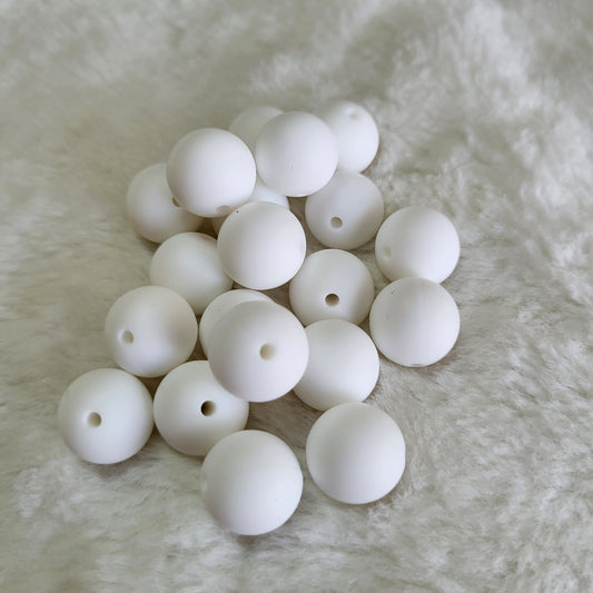 White 15mm Solid Silicone Bead