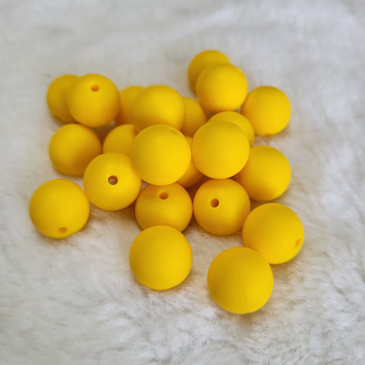 Sunshine Yellow 15mm Solid Silicone Beads