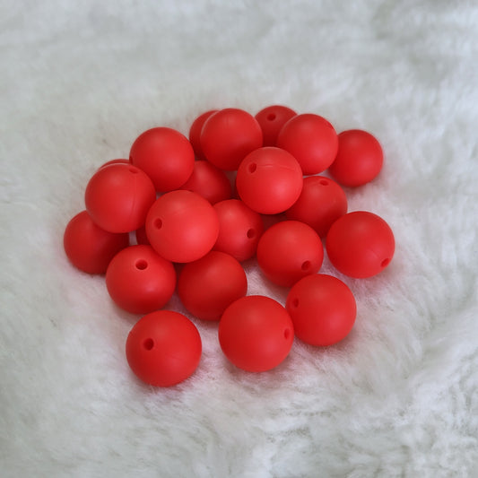 Scarlet Red 15mm Solid Silicone Bead