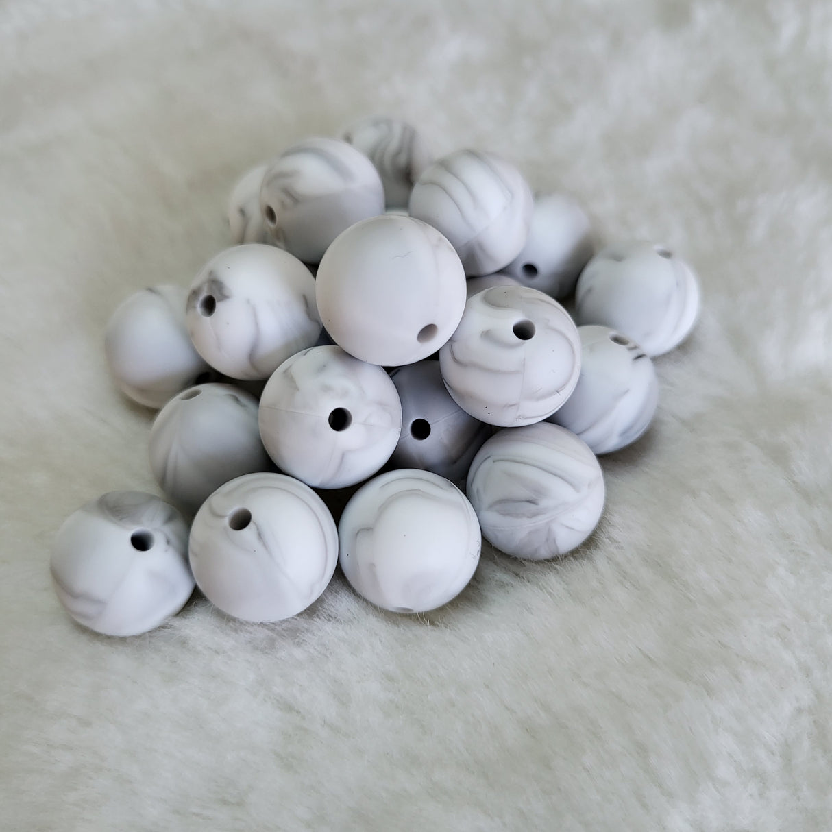 Smoke Marble 15mm Solid Silicone Beads