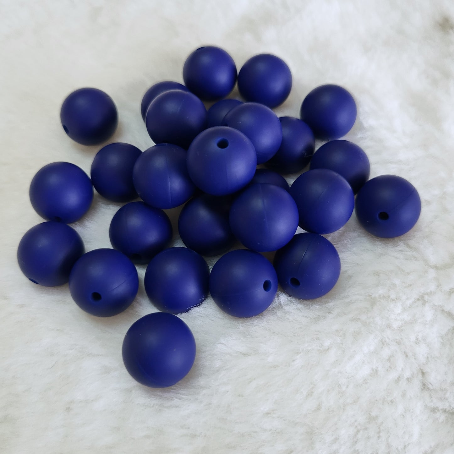 Navy Blue 15mm Solid Silicone Beads