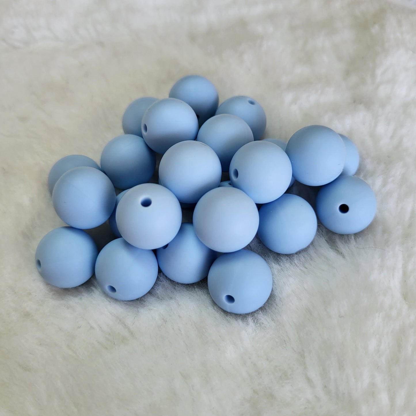 Baby Blue 15mm Solid Silicone Beads