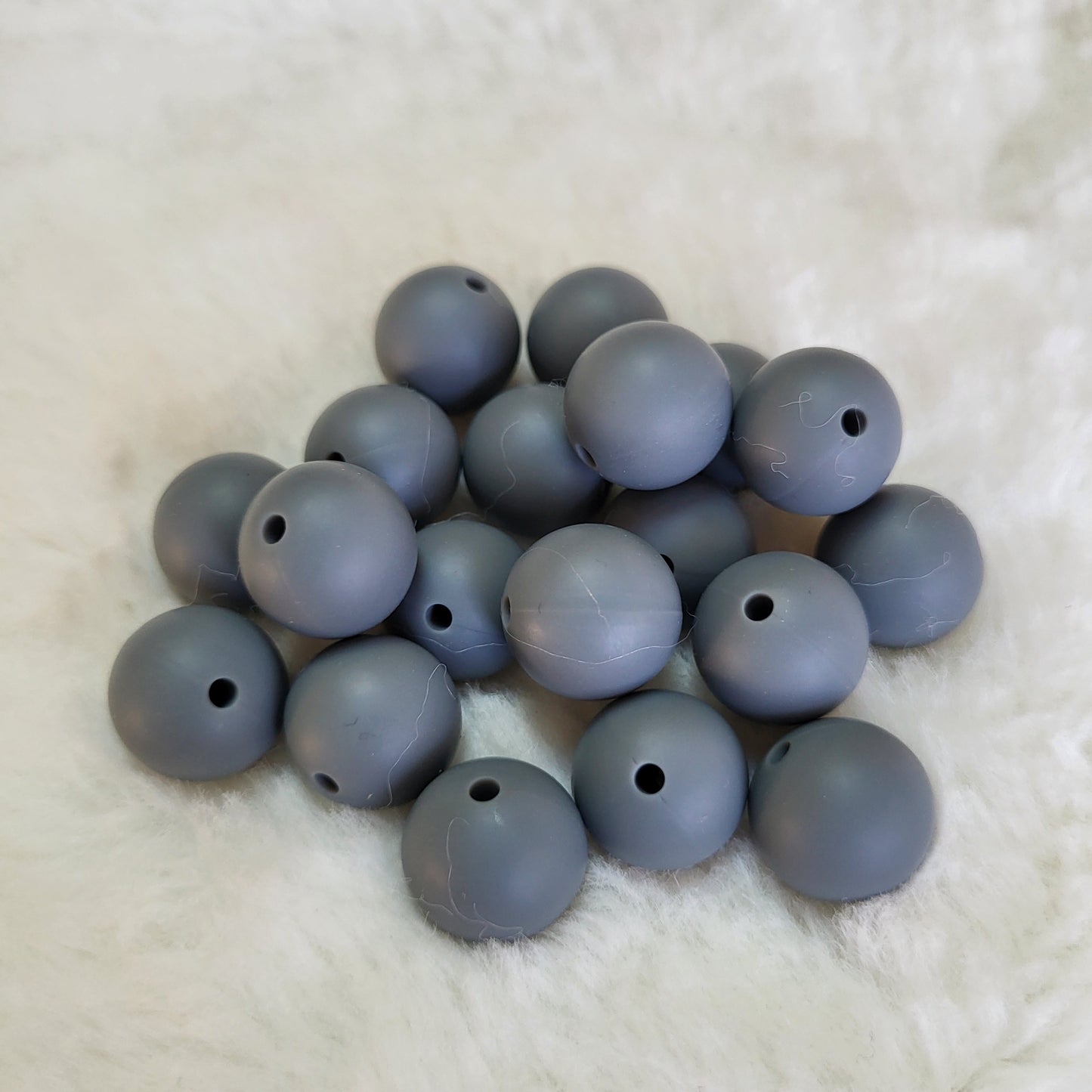 Gray 15mm Solid Silicone Beads