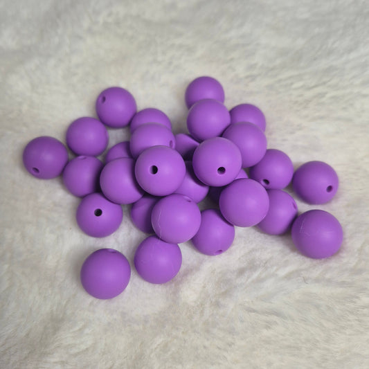 Lavender Purple 15mm Solid Silicone Beads