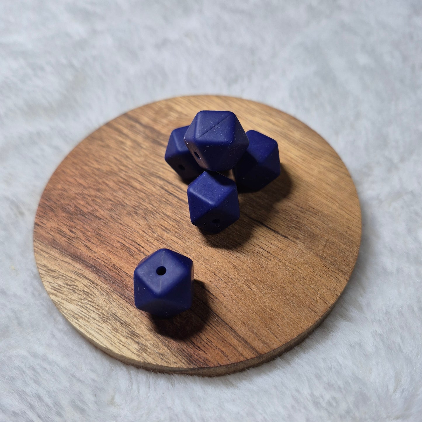 Navy Blue 14mm Hexagon Solid Silicone Beads