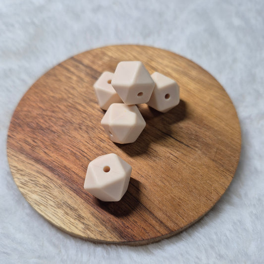 Ivory 14mm Hexagon Solid Silicone Beads