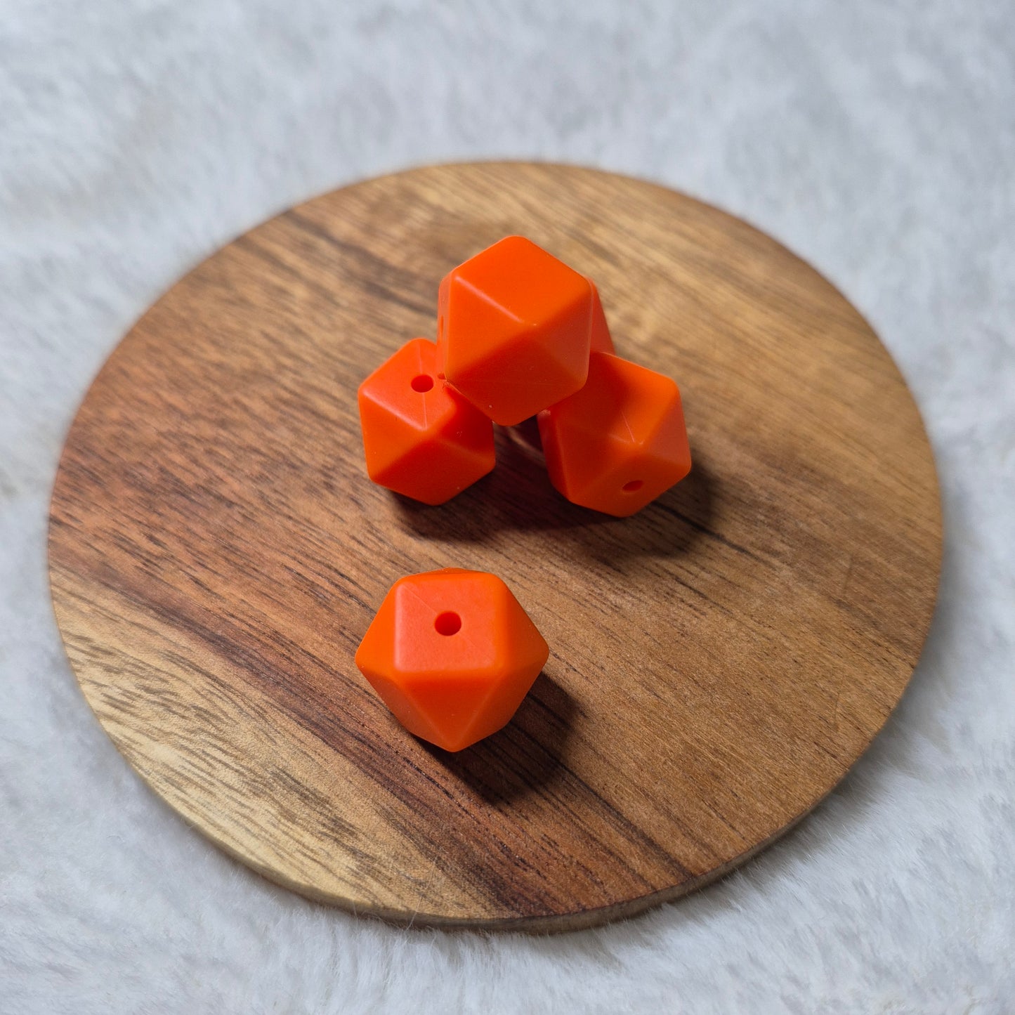 Orange 14mm Hexagon Solid Silicone Beads