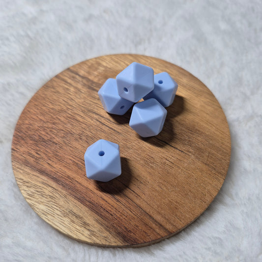 Baby Blue 14mm Hexagon Solid Silicone Beads