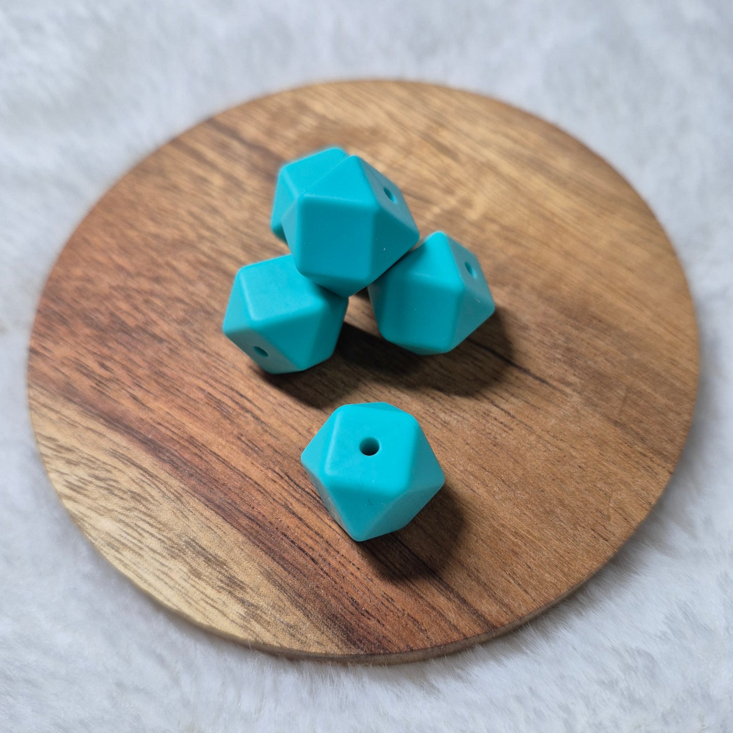 Teal 14mm Hexagon Solid Silicone Beads