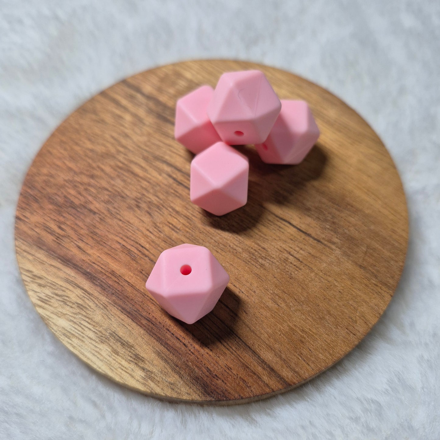 Baby Pink 14mm Hexagon Solid Silicone Beads