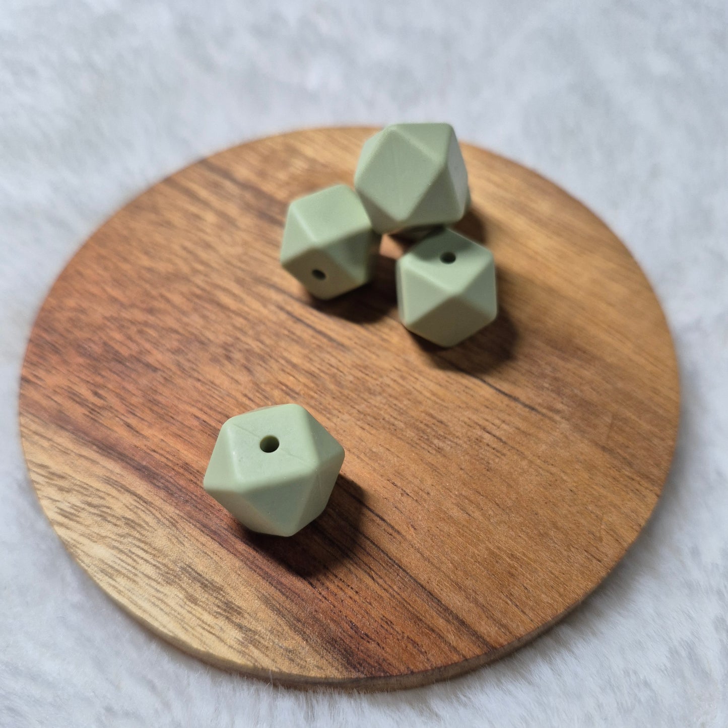 Sage 14mm Hexagon Solid Silicone Beads