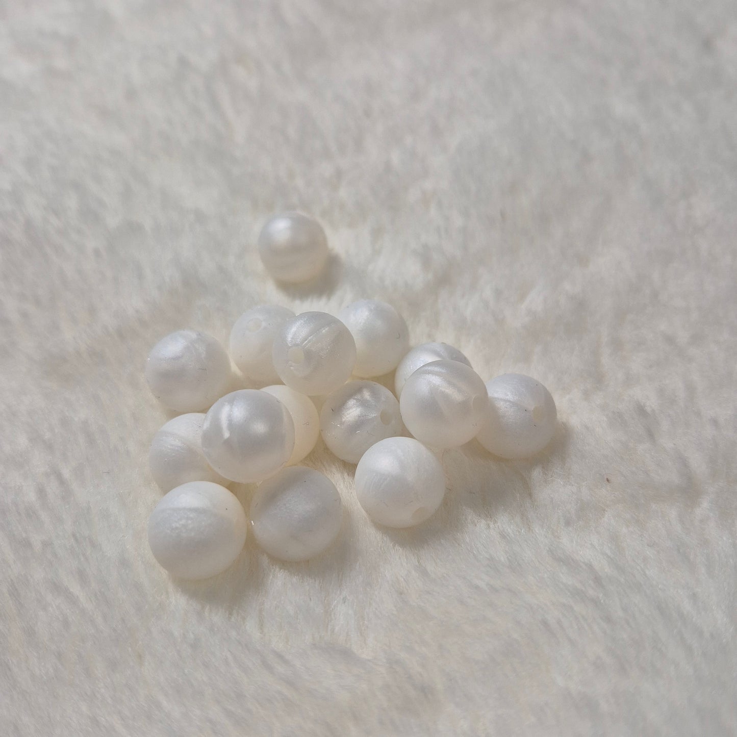 Metallic White 12mm Solid Silicone Beads