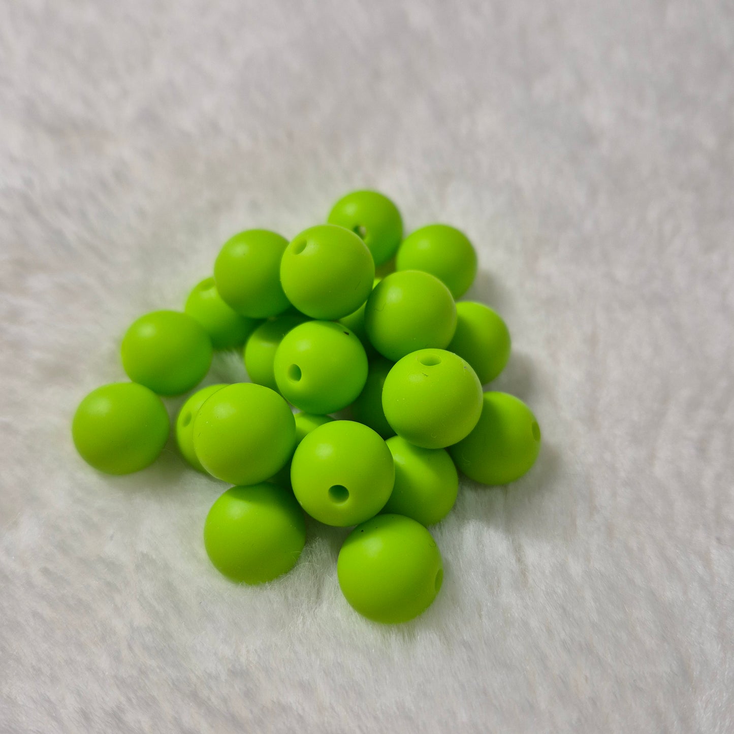 Lime Green 12mm Solid Silicone Beads