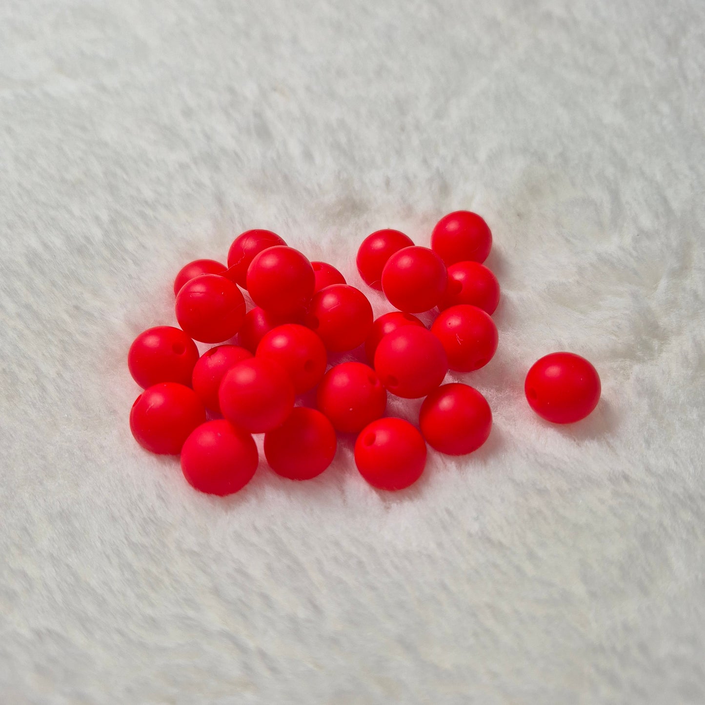 Christmas Red 12mm Solid Silicone Beads