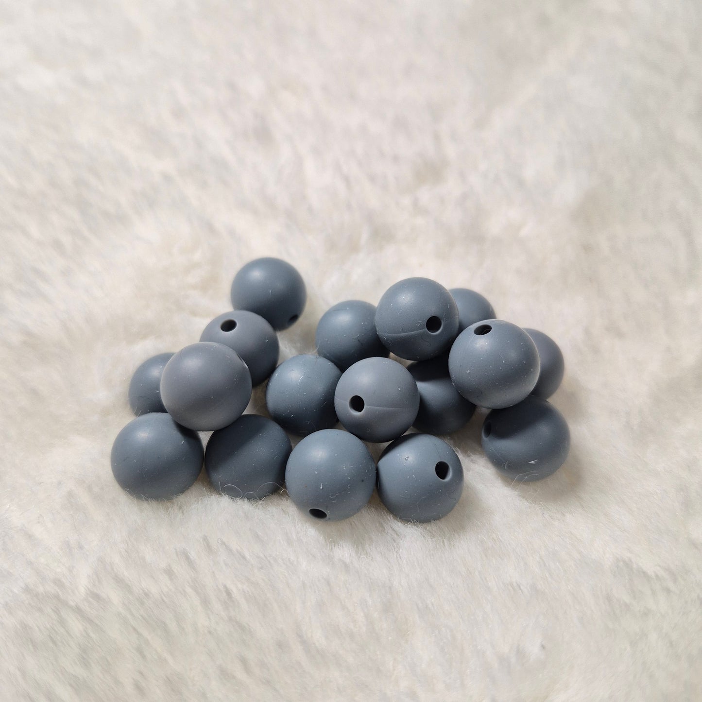 Dark Gray 12mm Solid Silicone Beads