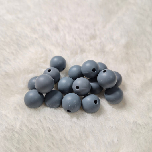 Dark Gray 12mm Solid Silicone Beads