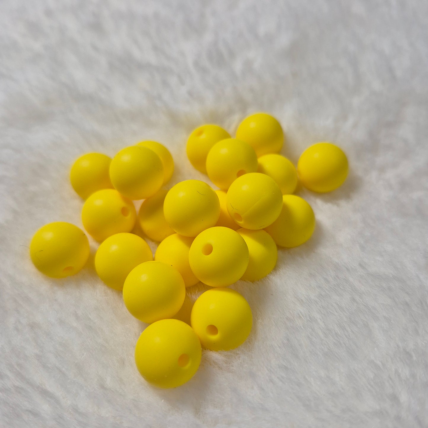 Lemon Yellow 12mm Solid Silicone Beads