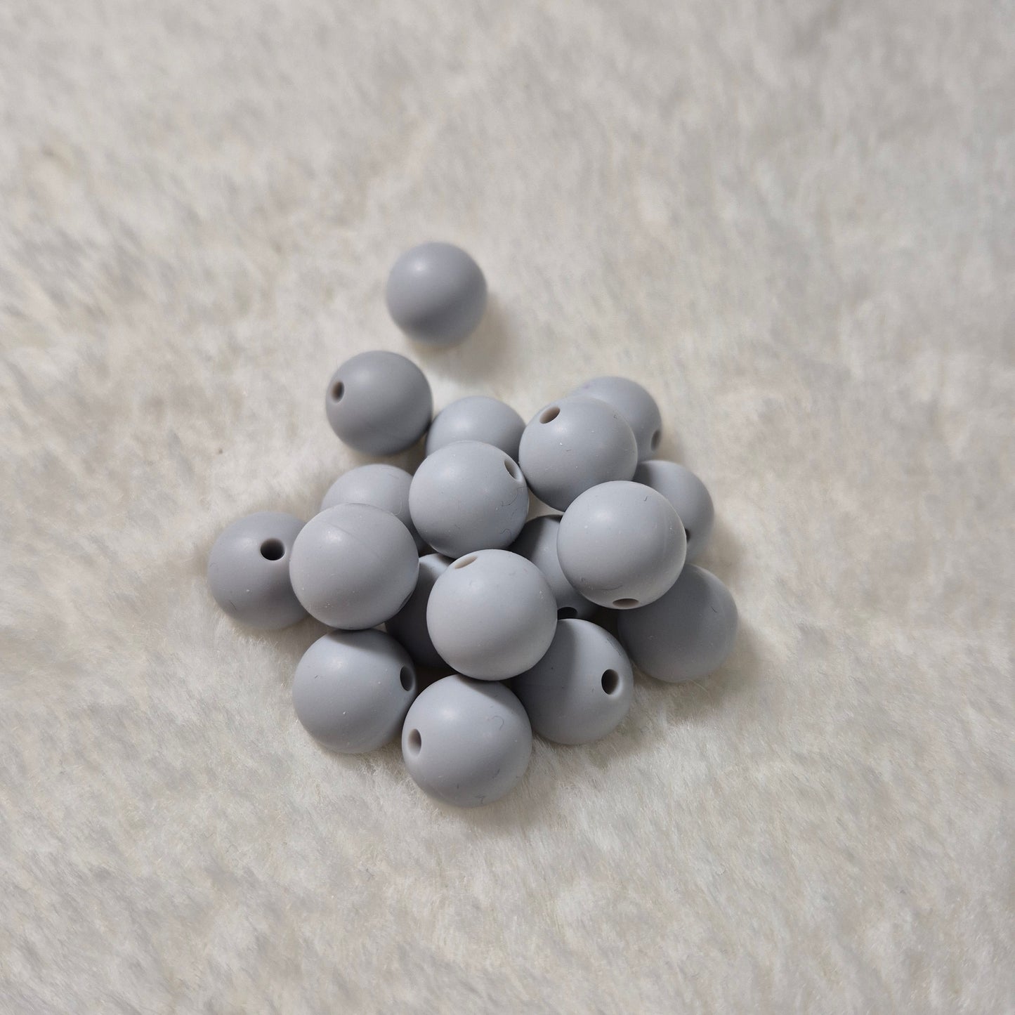 Light Gray 12mm Solid Silicone Beads