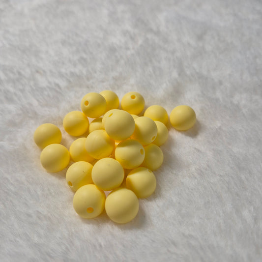 Pastel Yellow 12mm Solid Silicone Beads