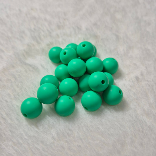 Bright Green 12mm Solid Silicone Beads