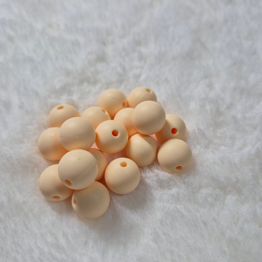 Cream 12mm Solid Silicone Beads