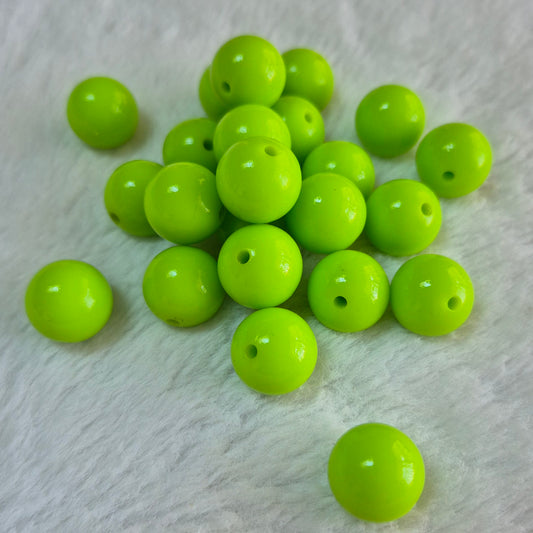 Lime Green Liquid 15mm Solid Silicone Beads