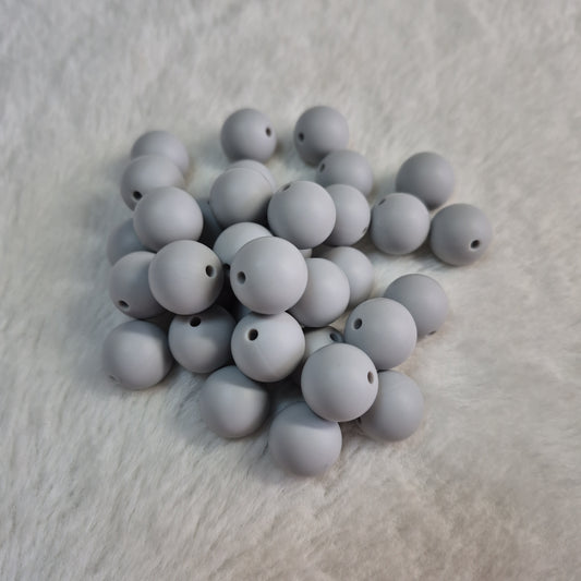 Light Gray 15mm Solid Silicone Beads