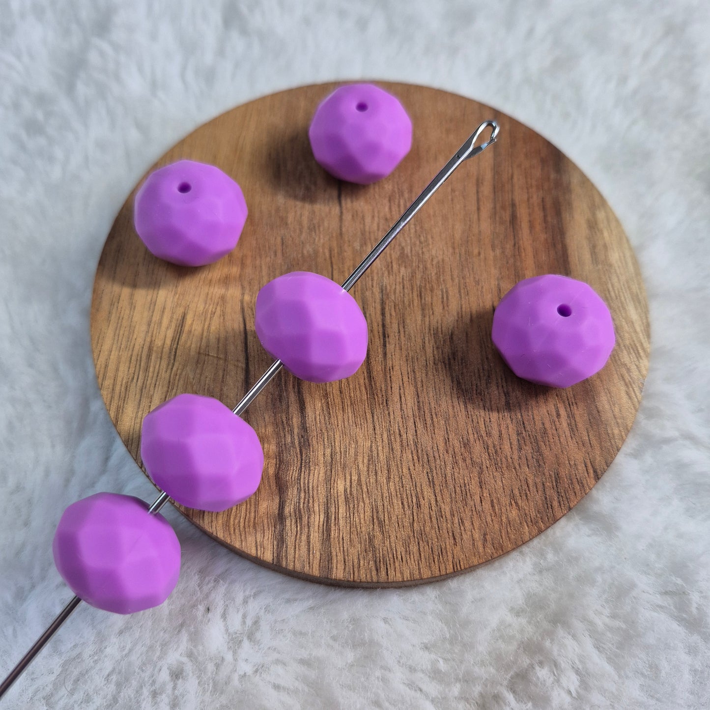 Lavender Faceted Geo Silicone Bead