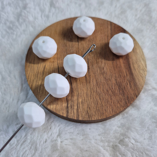 White Faceted Geo Silicone Beads