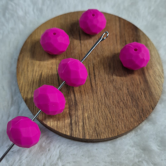 Magenta Faceted Geo Silicone Beads