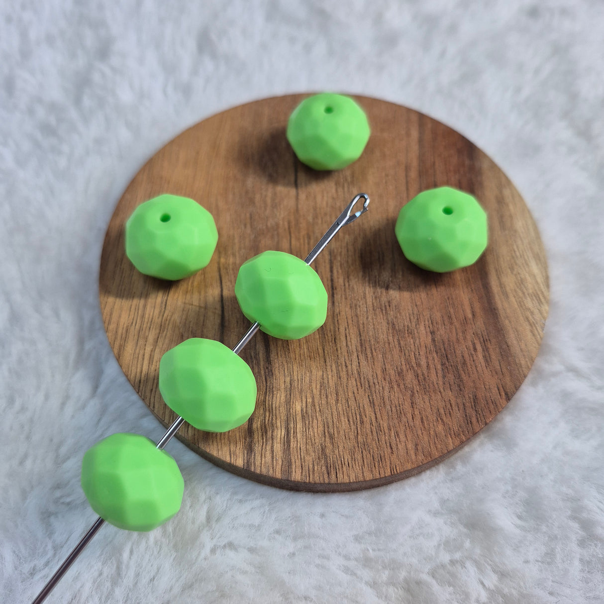 Neon Green Faceted Geo Silicone Beads