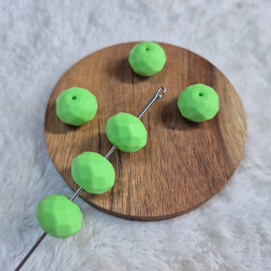 Lime Green Faceted Geo Silicone Beads