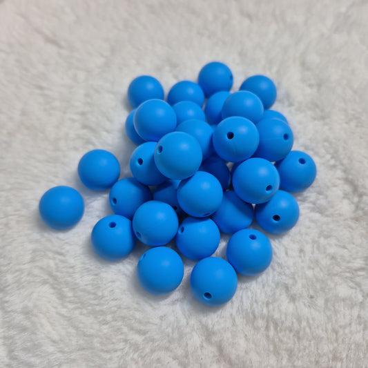 Sky Blue 15mm Solid Silicone Beads