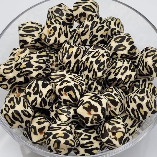 Jungle Glam 14mm Hexagon Printed Silicone Bead