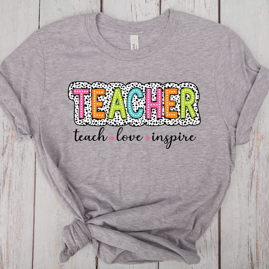 Teacher - Dalmatian Letters DTF Transfer Print