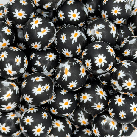 Petals After Dark 15mm Silicone Bead