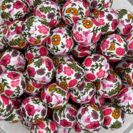 Poppin' Pink Bouquet 15mm Silicone Bead