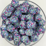 Enchanted Glass 14mm Hexagon Printed Silicone Bead