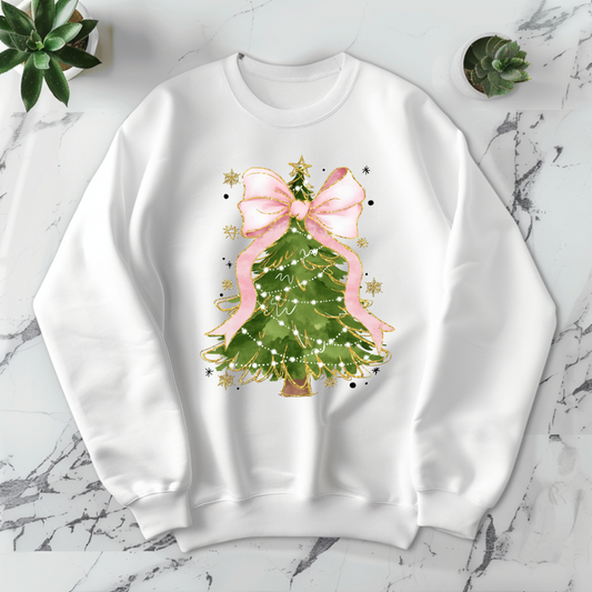 Pink Bow Christmas Tree - DTF Transfer Print