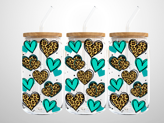 Teal Cheetah Hearts Wrap