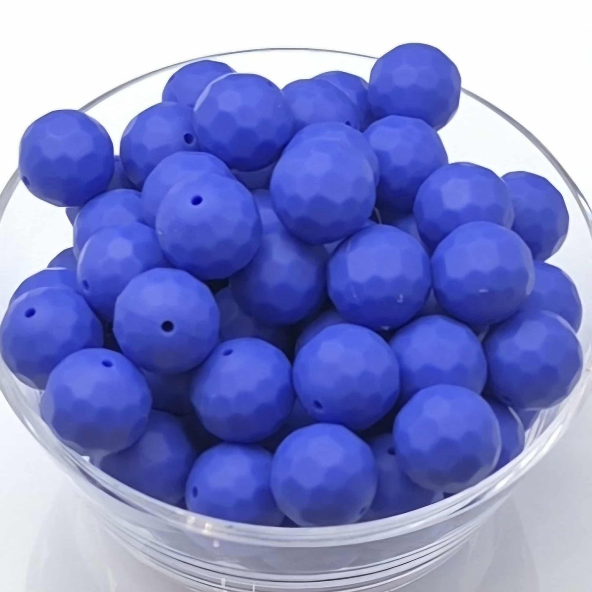 Blue Moon Faceted Orb 16mm Silicone Beads