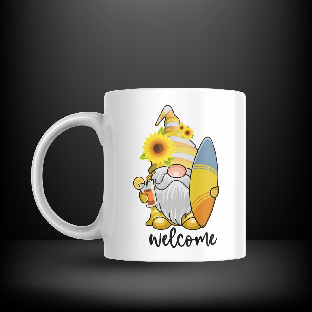 Surfing Sunflower Gnome Decals