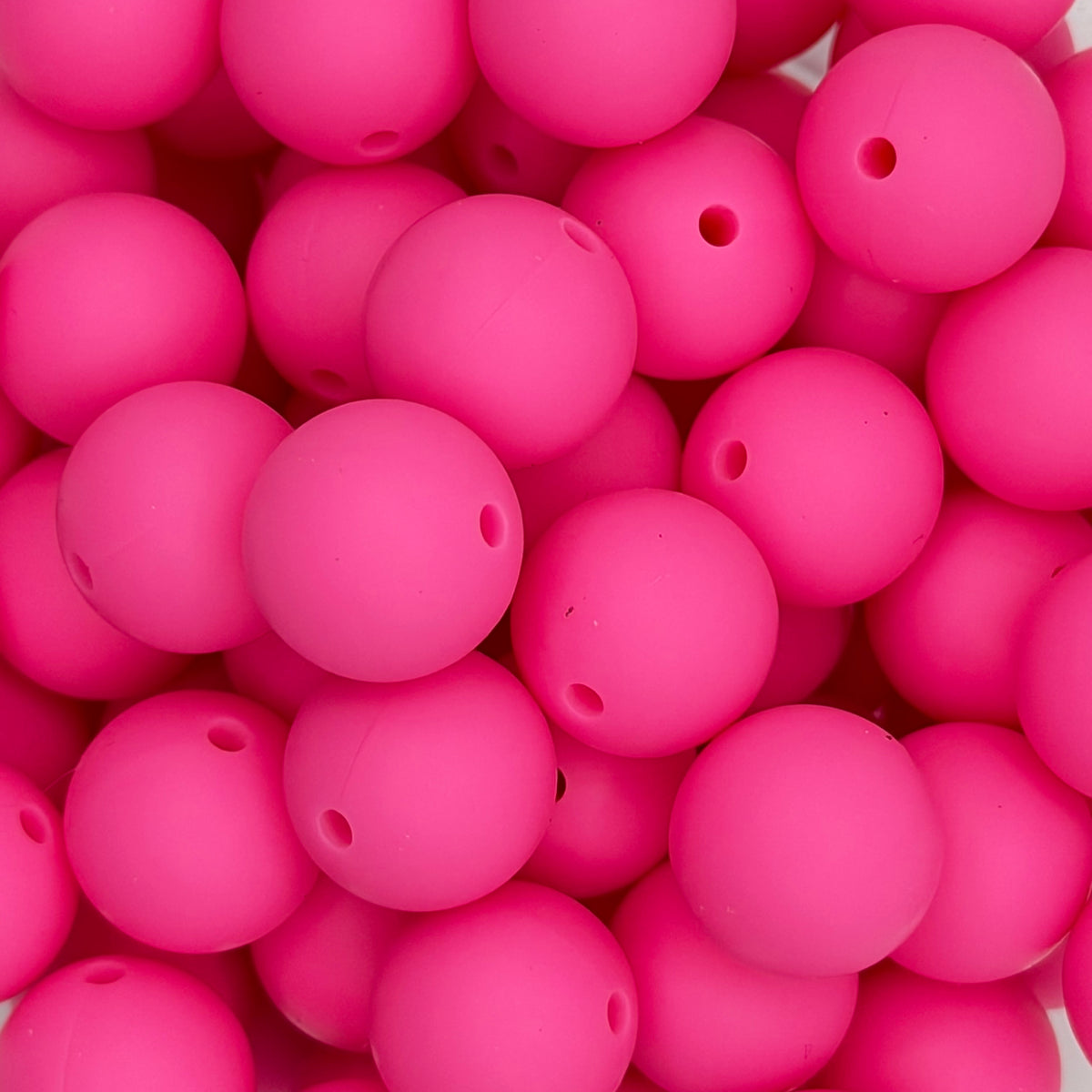 Punch Pink 15mm Solid Silicone Beads