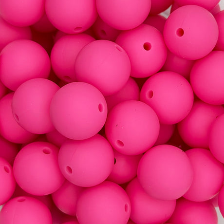 Punch Pink 15mm Solid Silicone Beads