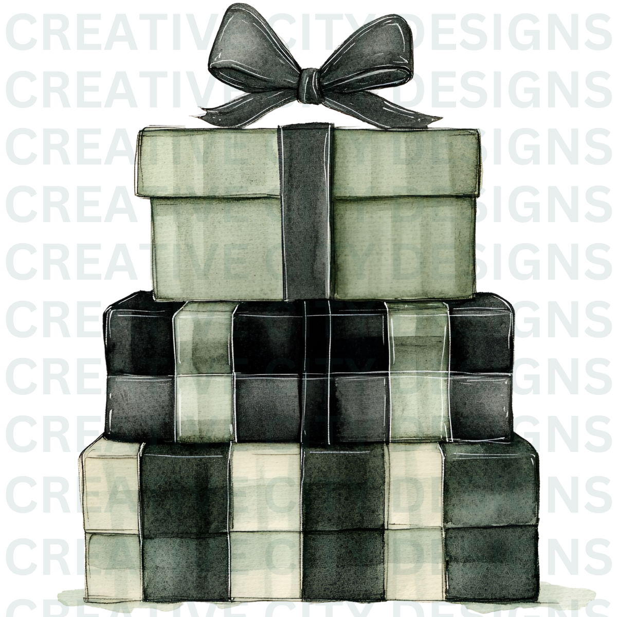 Green Plaid Christmas Decals