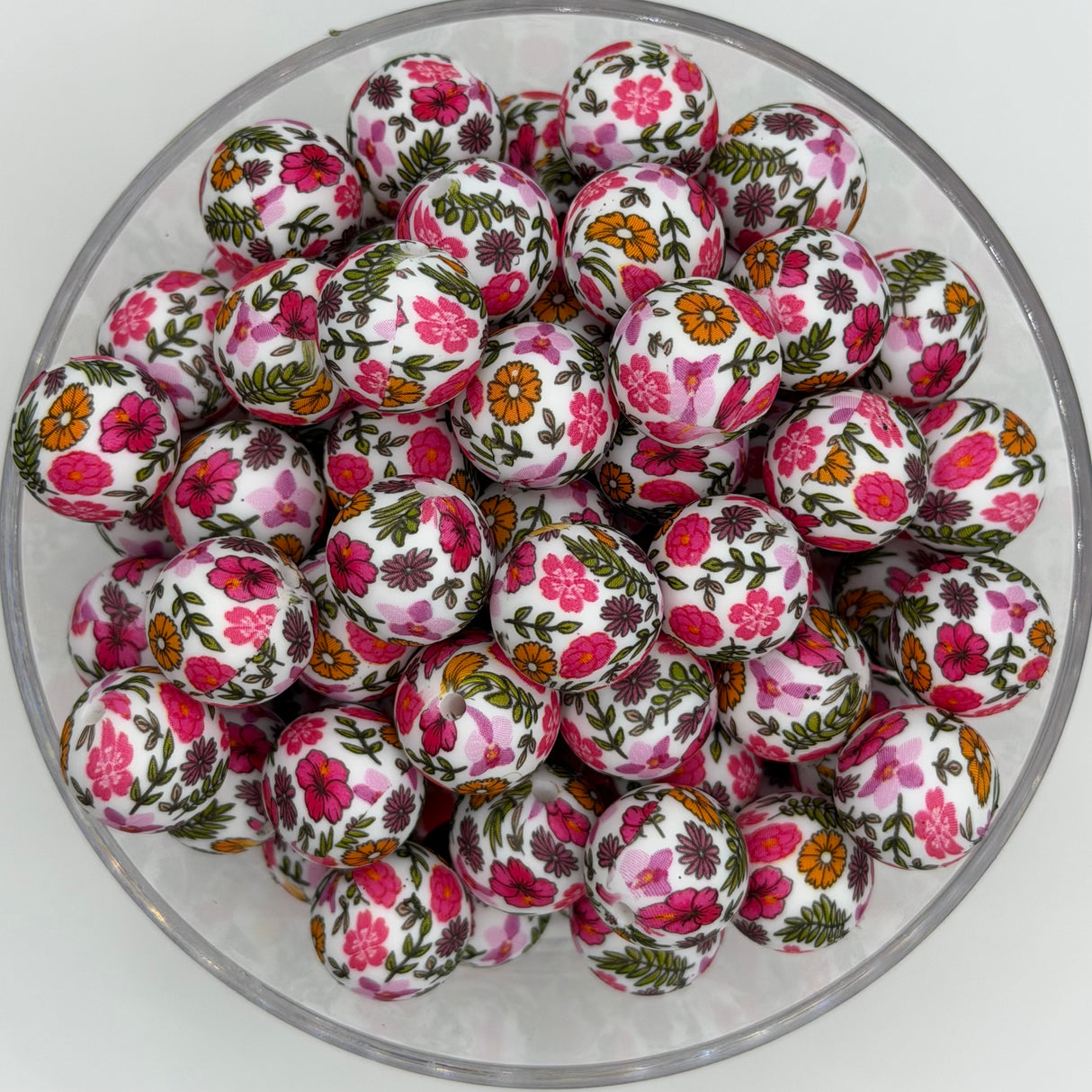 Poppin' Pink Bouquet 15mm Silicone Bead