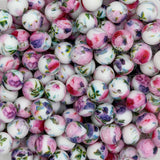 Cottage Garden 9mm Print Silicone Bead